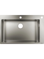 Hansgrohe S71 beépítethető mosogató 660 két furattal, lefolyókészlet nélkül rozsdamentes acél hatású 43308800