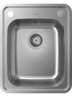 Hansgrohe S41 Beépíthető mosogató 520x420 szifonnal és automatikus lefolyóval, rozsdamentes acél hatású 43334800