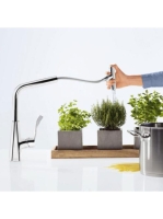 Hansgrohe Metris Select M71 króm konyhai csaptelep 240, kihúzható kifolyóval 73802000