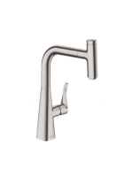 Hansgrohe Metris Select M71 rozsdamentes acél konyhai csaptelep sBox-szal és kihúzható kifolyóval 73802800