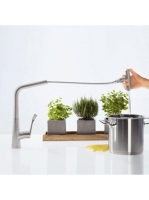 Hansgrohe Metris Select M71 rozsdamentes acél hatású konyhai csaptelep 320, kihúzható kifolyóval 73803800
