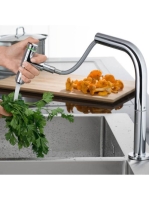 Hansgrohe Metris Select M71 2-lyukú króm konyhai csaptelep, kihúzható kifolyóval 73804000