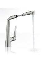 Hansgrohe Metris M71 rozsdamentes acél hatású konyhai csaptelep 320, kihúzható kifolyóval 73812800