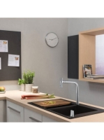 Hansgrohe Metris Select M71 2-lyukú króm konyhai csaptelep, kihúzható kifolyóval 73818000