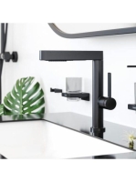 Hansgrohe Finoris mosdócsaptelep 230, kihúzható kifolyóval, lefolyógarnitúrával matt fekete 76063670