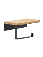 Tutumi Fali WC-papír tartó polccal, matt fekete/bambusz REA-