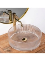 Rea Ingrid pultra tehető üveg mosdótál 40 cm, átlátszó REA-U