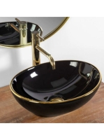 Rea Sofia pultra tehető kerámia mosdótál 41x34,5 cm, fekete