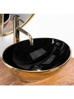 Rea Sofia pultra tehető kerámia mosdótál 41x34,5 cm, fekete