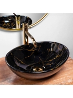 Rea Sofia pultra tehető kerámia mosdótál 41x34,5 cm, fekete