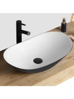 Rea Royal pultra tehető kerámia mosdótál 62,5x36 cm, fekete/