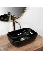 Rea Belinda Mini Black pultra tehető kerámia mosdó 37x25,5 c