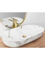 Rea Cleo Marmo pultra tehető kerámia mosdótál 81x41cm, fehér