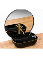 Rea Belinda pultra tehető kerámia mosdótál 46,5x33 cm, feket