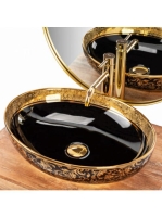 Rea Margot pultra ültehető kerámia mosdótál 52x40 cm, fekete