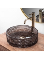 Rea Cristal pultra ültethető üveg mosdótál 35,5x35,5 cm, fek