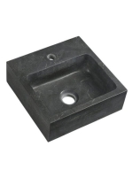 Sapho Blok kőmosdó 30x30cm, fekete antracit 2401-29 - Fürdős