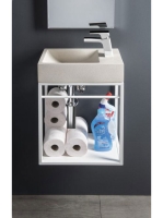 Sapho Small Crest jobbos beton mosdó 40x22cm, fehér homokkő