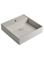 Sapho Quadrado beton mosdó lefolyóval 46x46cm, fehér homokkő