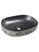 Sapho Priori kerámia mosdó kék mintával 60x40 cm, fekete PI0