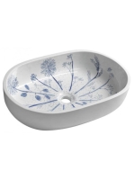 Sapho Priori kerámia mosdó kék mintával 60x40 cm, fehér PI02