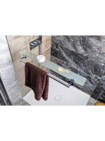 Polysan X-Round üvegpolc törölközőtartóval üvegre, króm XR45