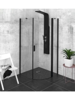 Polysan Zoom Line Black íves jobbos zuhanykabin 90x90 cm tra