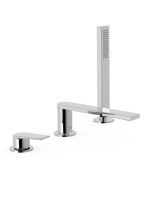 Tres Project 3-lyukú kádtöltő csaptelep zuhanyszettel, króm