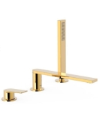 Tres Project 3-lyukú kádtöltő csaptelep zuhanyszettel, Arany