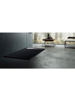 Wellis Ergo 140x90 fekete kőhatású műmárvány, lefolyóráccsal