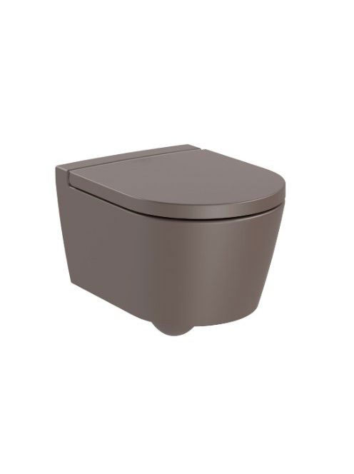 Roca Inspira Round kompakt fali WC-csésze 48x37 Rimless kávé