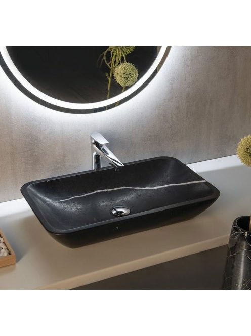Sapho Blok kőmosdó 60x35cm, matt fekete marquin 2401-39 - Fü