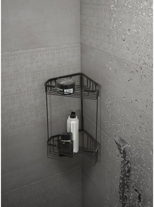 Sapho Smart kétszintes fémrácsos sarokpolc 200x325x151 mm, m