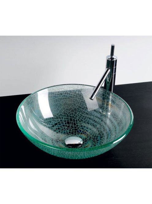 Sapho Beauty Ice üvegmosdó 42x14cm, átlátszó homokfújással 2