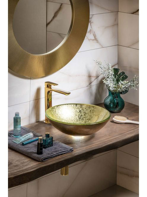 Sapho Beauty üvegmosdó 42x14 cm, arany 2501-22 - Fürdőszoba