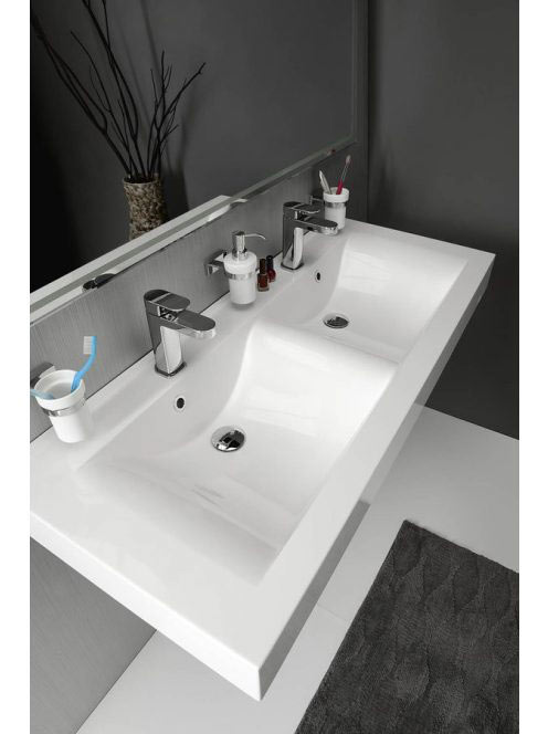 Sapho Flavia öntött márvány dupla mosdó, 120x50 cm, szöglete