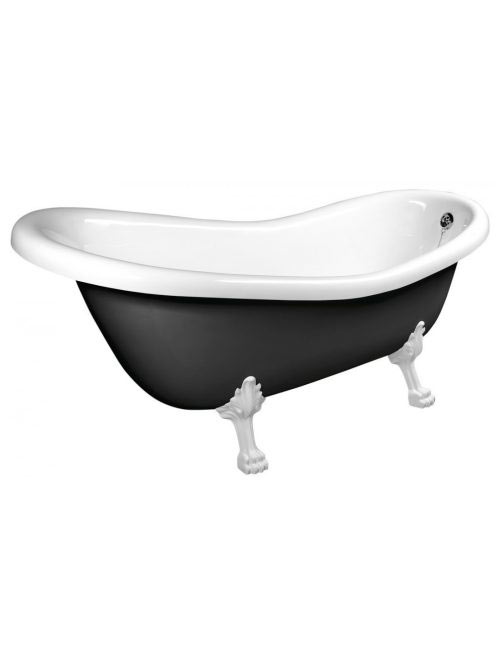 Polysan Retro szabadonálló kád fehér lábakkal 158x73 cm, fek