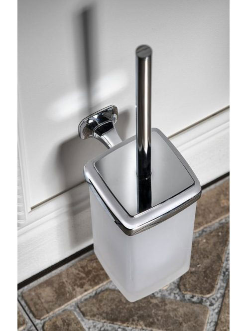 Sapho Aida fali tejüveges WC-kefetartó, króm AI008 - Fürdősz