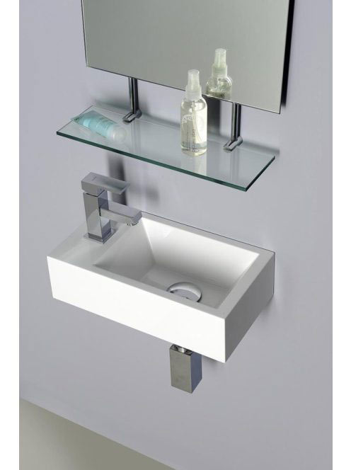 Sapho Small Amarok öntött márvány mosdó 40x22cm, balos, fehé