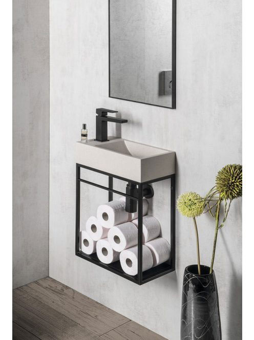 Sapho Small Crest balos beton mosdó 40x22cm, fehér homokkő A