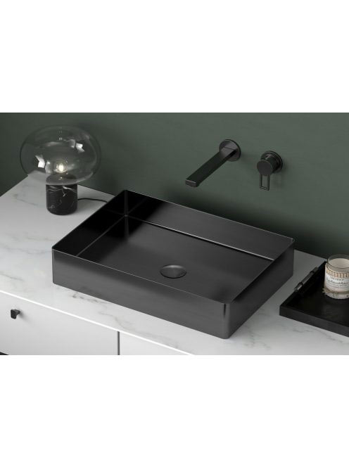 Sapho Aurum Pultra ültethető inox mosdó Click-Clack lefolyóv