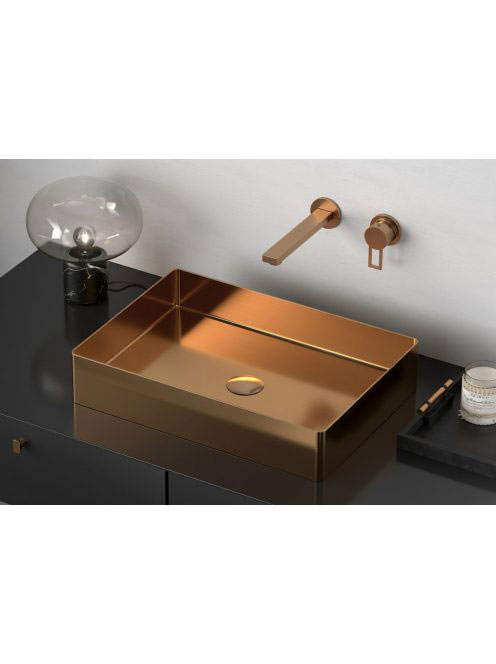 Sapho Aurum Pultra ültethető inox mosdó Click-Clack lefolyóv