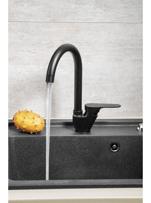 Sapho Corneli egykaros mosogató csaptelep, matt fekete CE60/