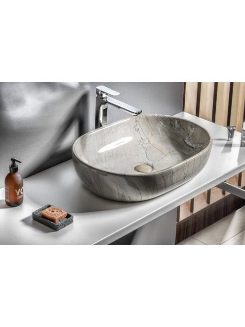 Sapho Dalma kerámia mosdó 59x42 cm, szürke márvány MM413 - F