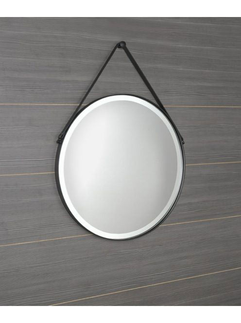 Sapho Orbiter matt fekete kerek tükör 70,6 cm, LED világítás
