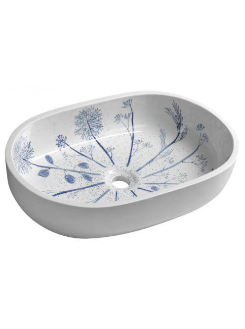 Sapho Priori kerámia mosdó kék mintával 60x40 cm, fehér PI02