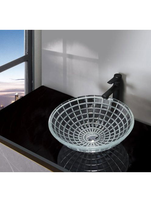 Sapho Beauty Tosemi gravírozott üvegmosdó 42x14,5 cm, transz