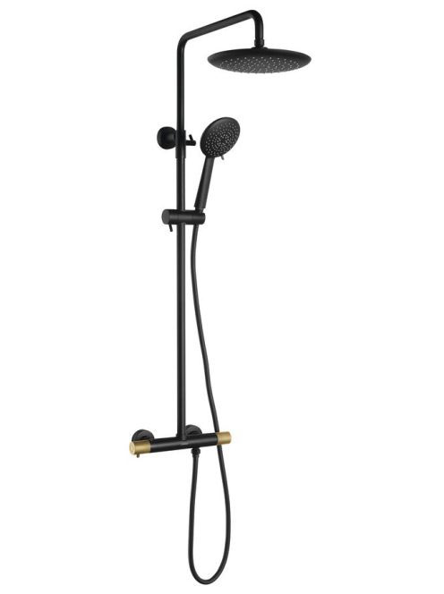 Sapho Solaris termosztátos zuhanyrendszer, matt fekete/arany