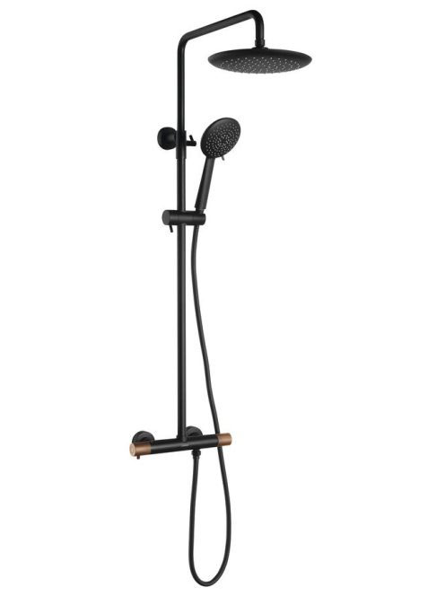 Sapho Solaris termosztátos zuhanyrendszer, matt fekete/rózsa