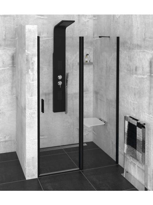 Polysan Zoom Line Black zuhanyajtó 130x200 cm transzparent ü